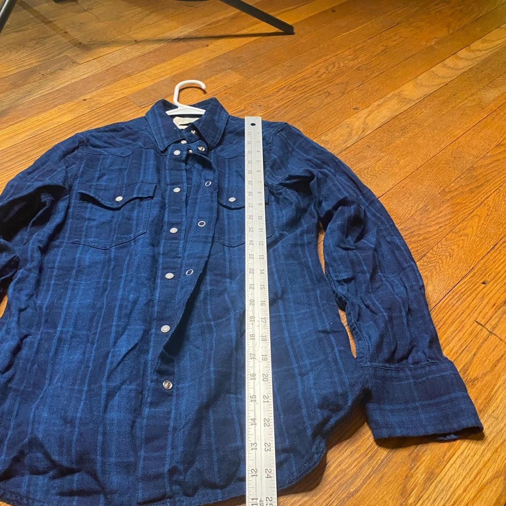 J.Crew Blue Plaid Snap Button Shirt Size S - Picture 5 of 8